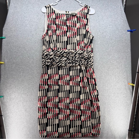 Taylor Dresses & Skirts - Taylor Black, White, and Pink Patterned Midi Dress